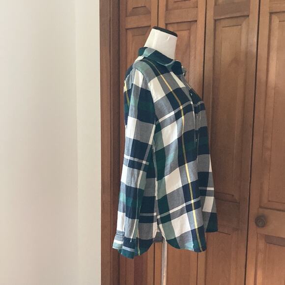 H&M Green & Blue Plaid Buttondown, Size 8 - Picture 2 of 7